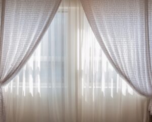inside, curtain, window